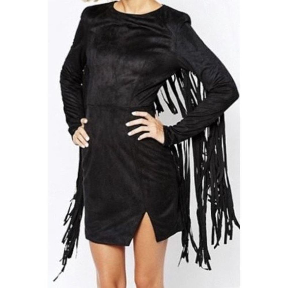 Lavish Alice Black Fringe Mini Dress